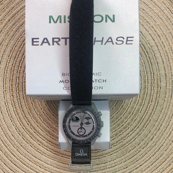 Swatch Other - Swatch x Omega Moonswatch Mission To Earthphase Green Blue Dial Velcro